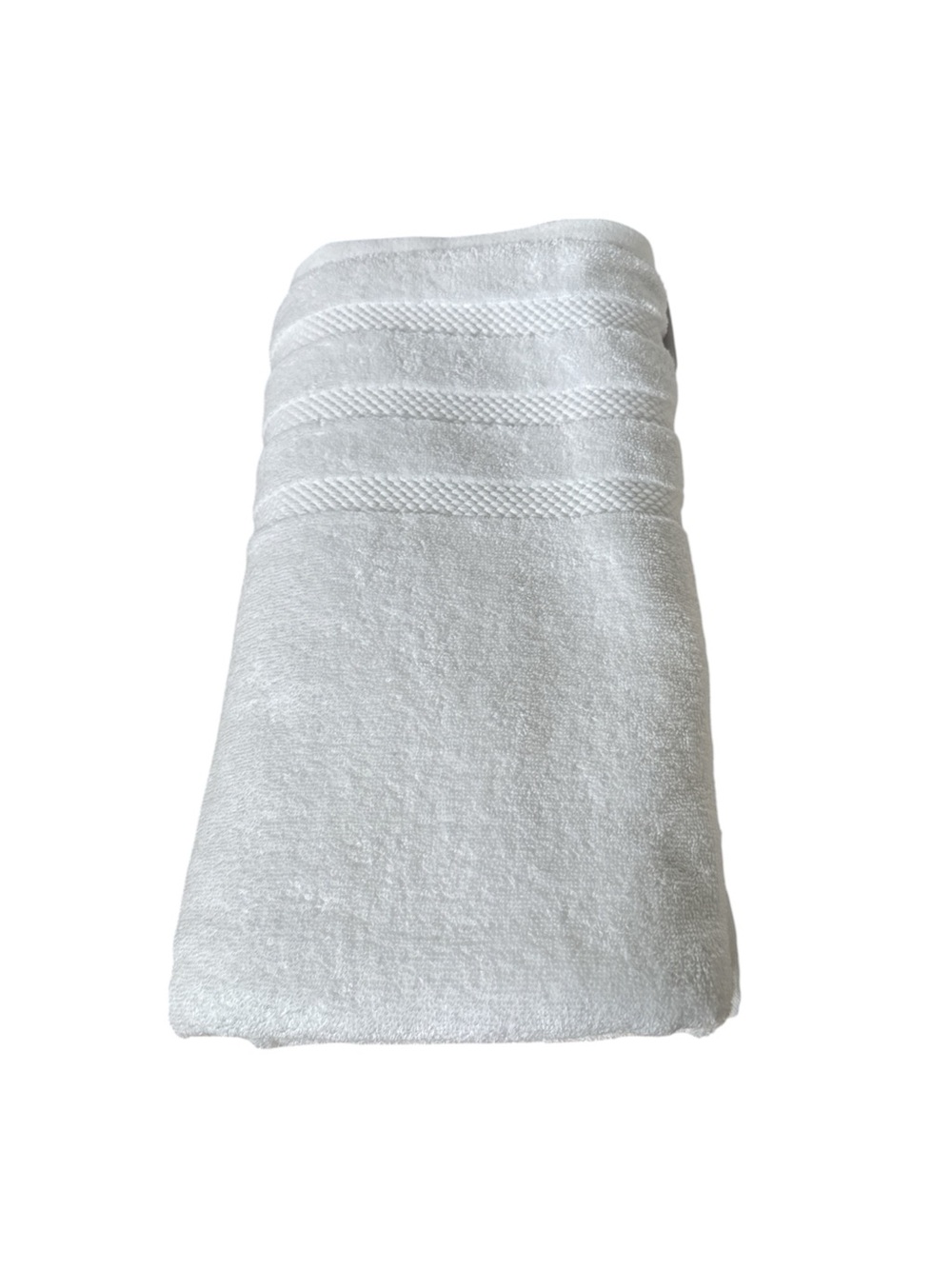 Tahari White Cotton Bath Towel with Textured Bands NWT